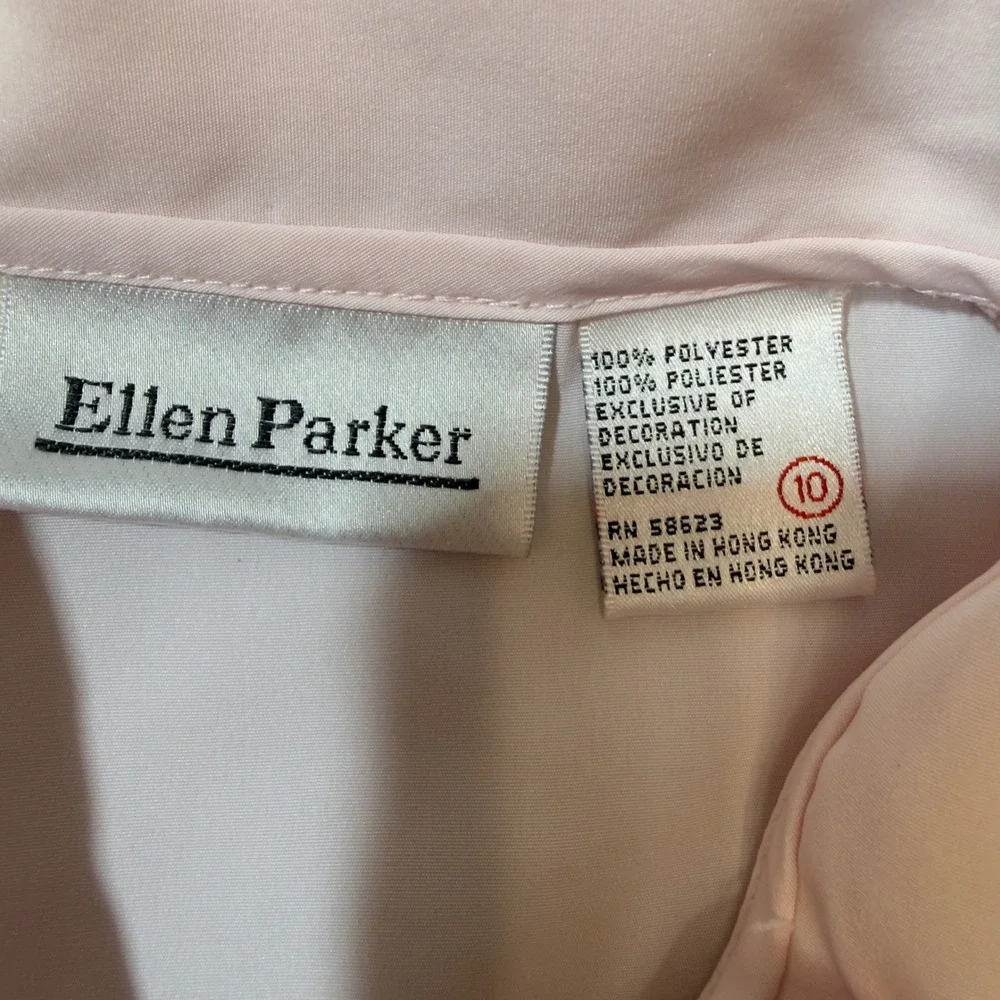 Ellen Parker Pink Embroidered Floral Button Up Blouse Long Sleeve Vintage SZ 10 - Picture 8 of 9